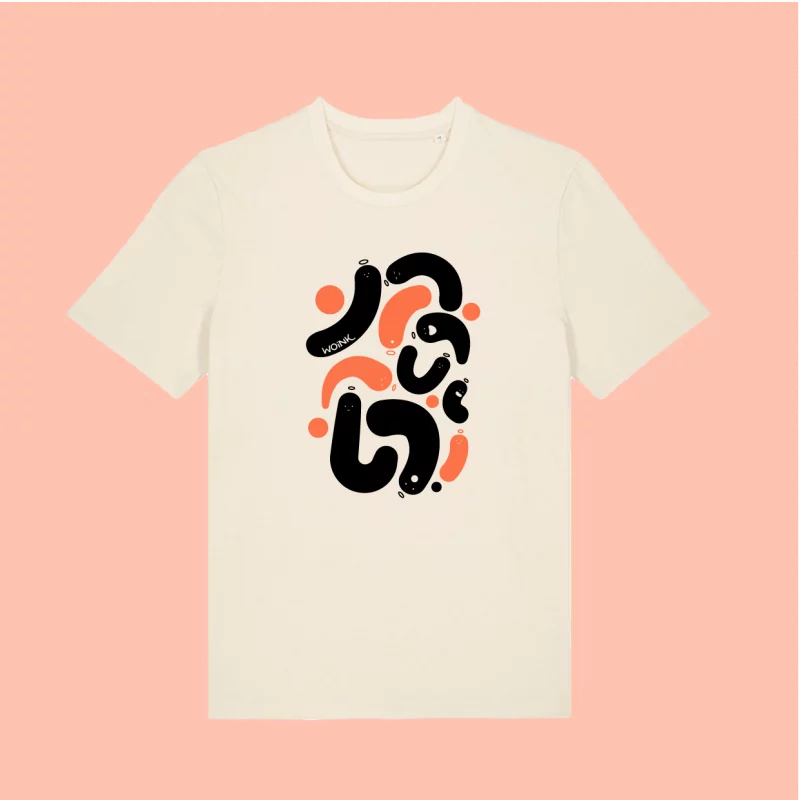 T Shirt Fantômes Woink – Noir et orange fluo – adulte