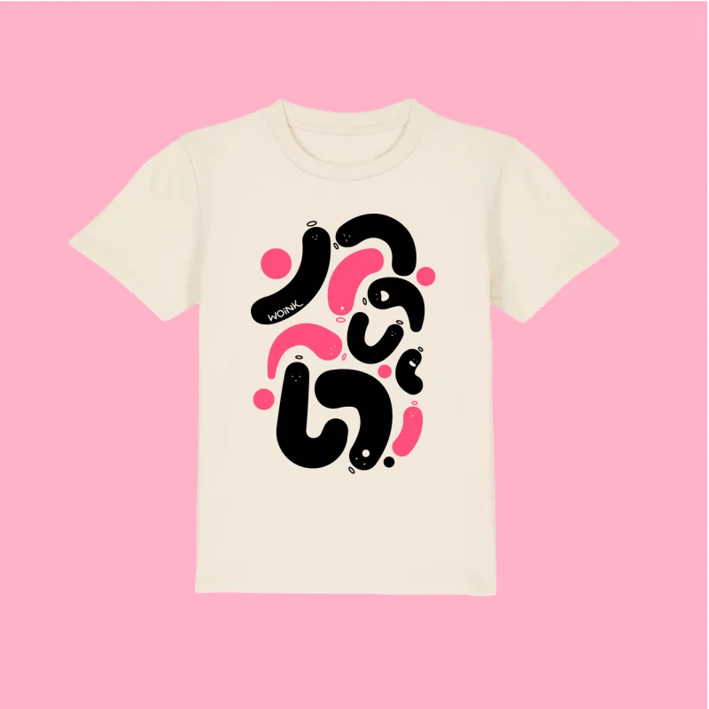 T Shirt Fantôme Woink - Noir et rose fluo - kids