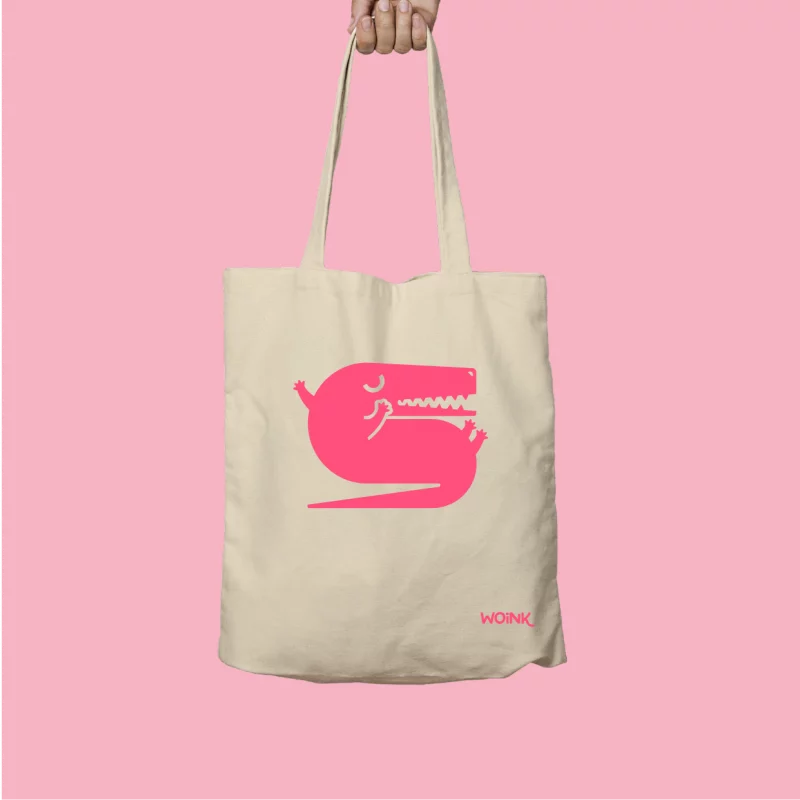 Tote bag croco rose fluo
