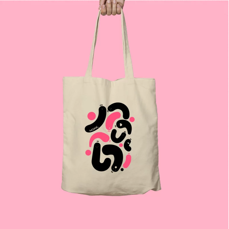 Tote bag fantôme Woink rose fluo noir